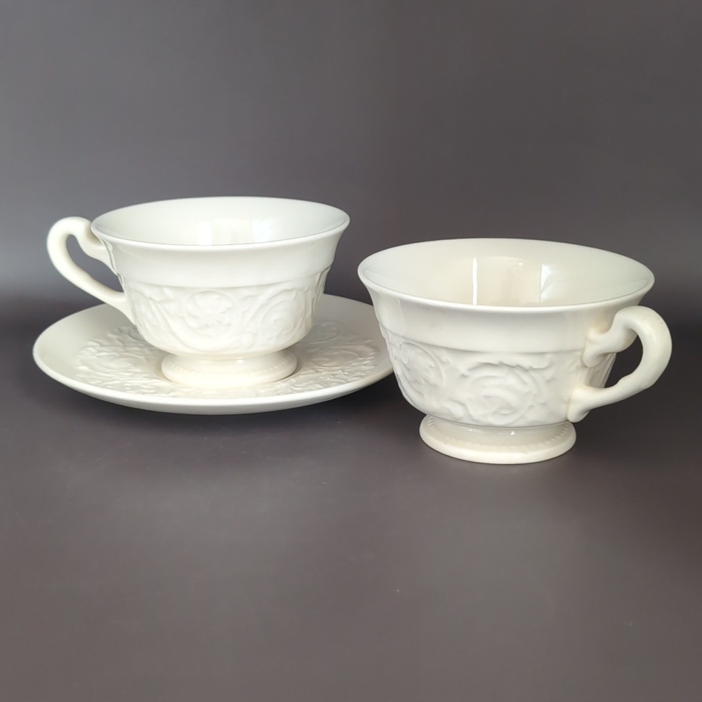 Wedgwood Etruria & Barlaston Patrician Cream Ivory Cup & Saucer Set + Extra Cup